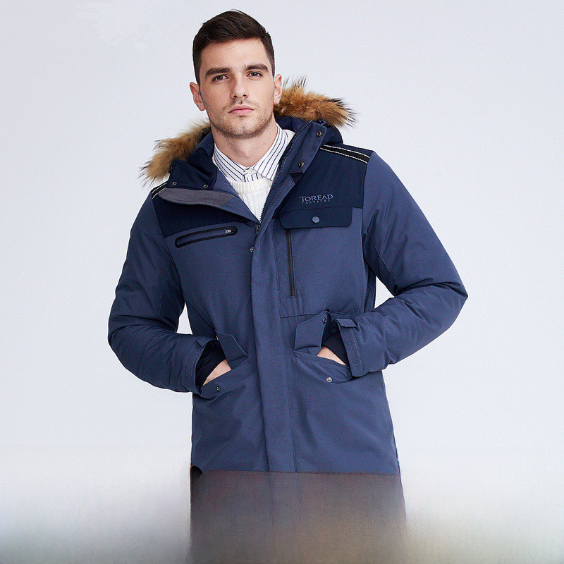 作業着 多機能ポケット付きファー付きフード防寒作業着