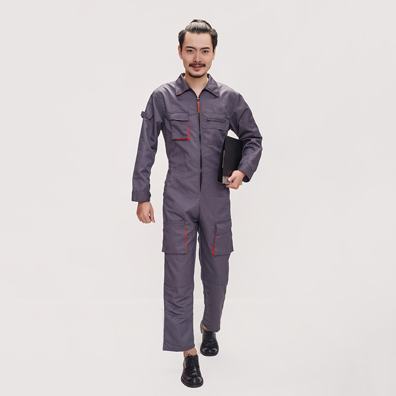 作業着 配色パイピング長袖ツナギ作業服