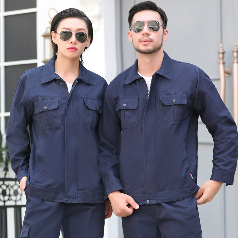 作業着 多機能ポケット付き長袖作業ジャケット