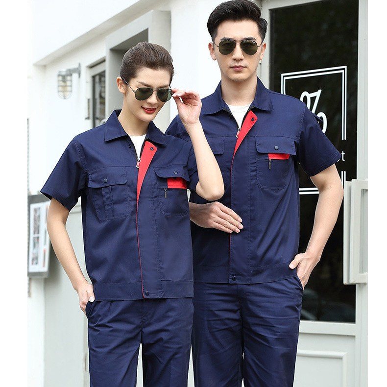 作業着 半袖ジップアップ上下セット作業服