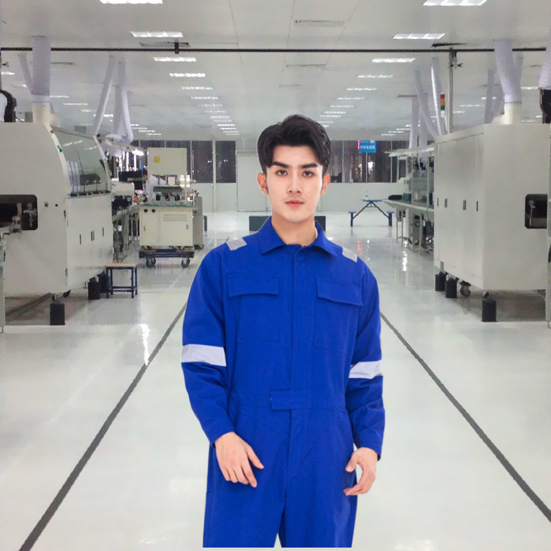 作業着 プロ仕様反射テープ付き長袖ツナギ作業服