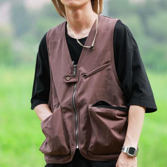 作業着 夏用多機能ベスト 男性作業服 