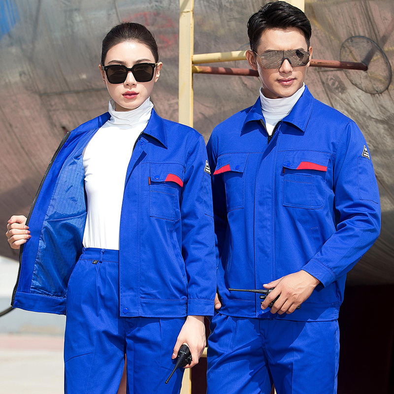 作業着 多機能ポケット付き長袖作業用上下セット