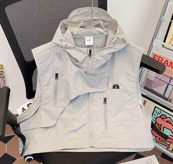 夏用ノースリーブパーカーベスト作業着アウター