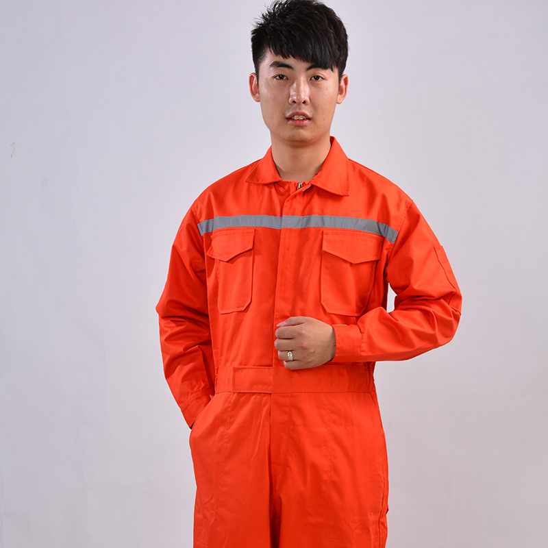 作業着 多機能ポケット付き長袖作業ツナギ