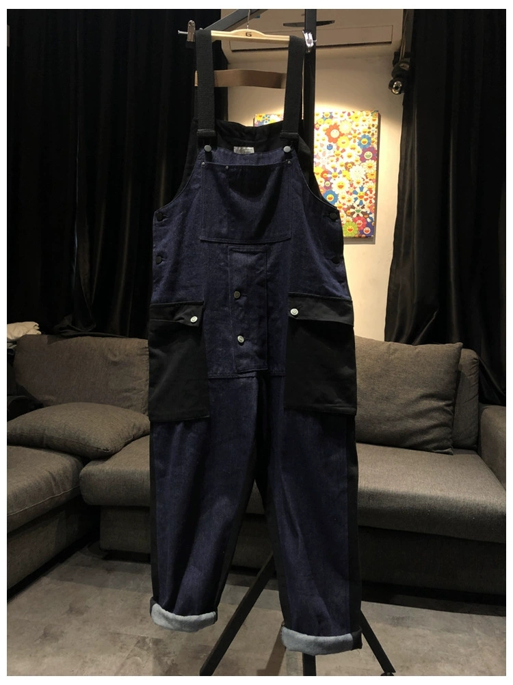 作業着 男性用デニムツナギ 胸当て付き作業服 全2色