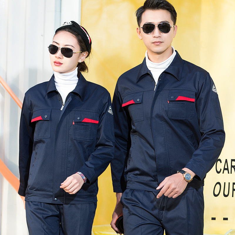 作業着 多機能ポケット付き長袖作業用上下セット