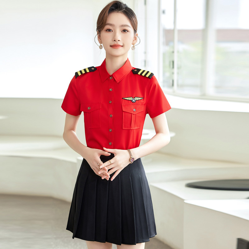 作業着 作業着 航空士スタイル半袖制服シャツ