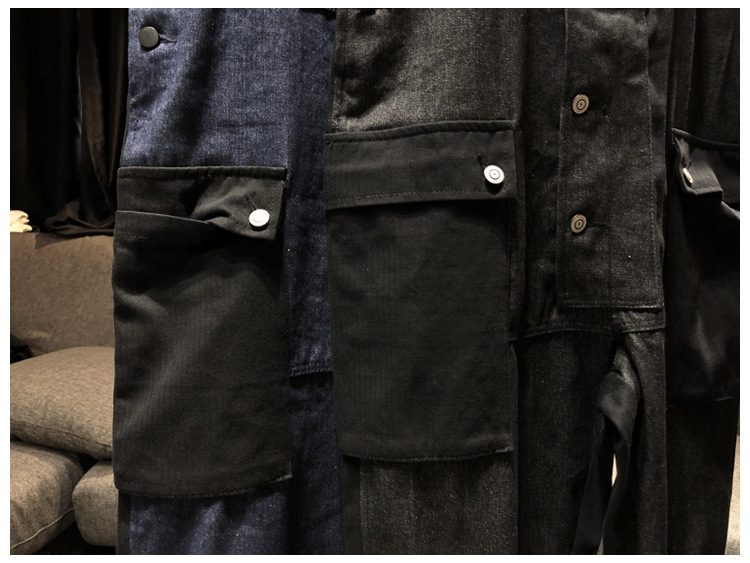 作業着 男性用デニムツナギ 胸当て付き作業服 全2色