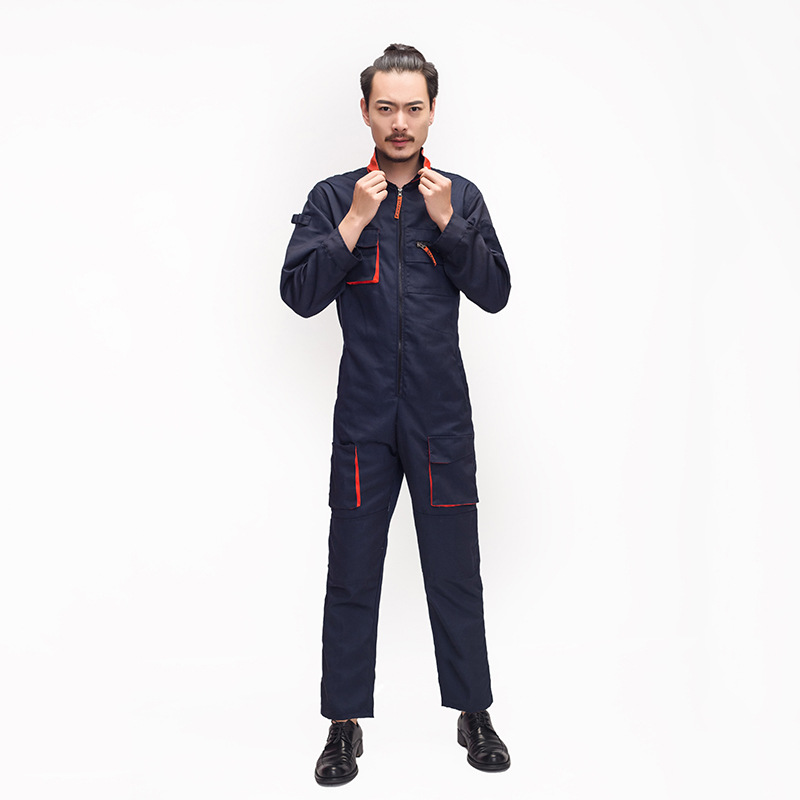 作業着 配色パイピング長袖ツナギ作業服