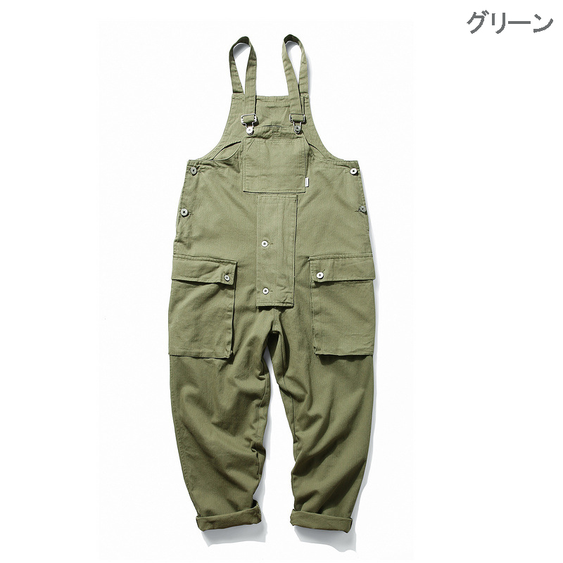作業着 男女兼用ツナギ サロペットパンツ 多機能ポケット付き作業服