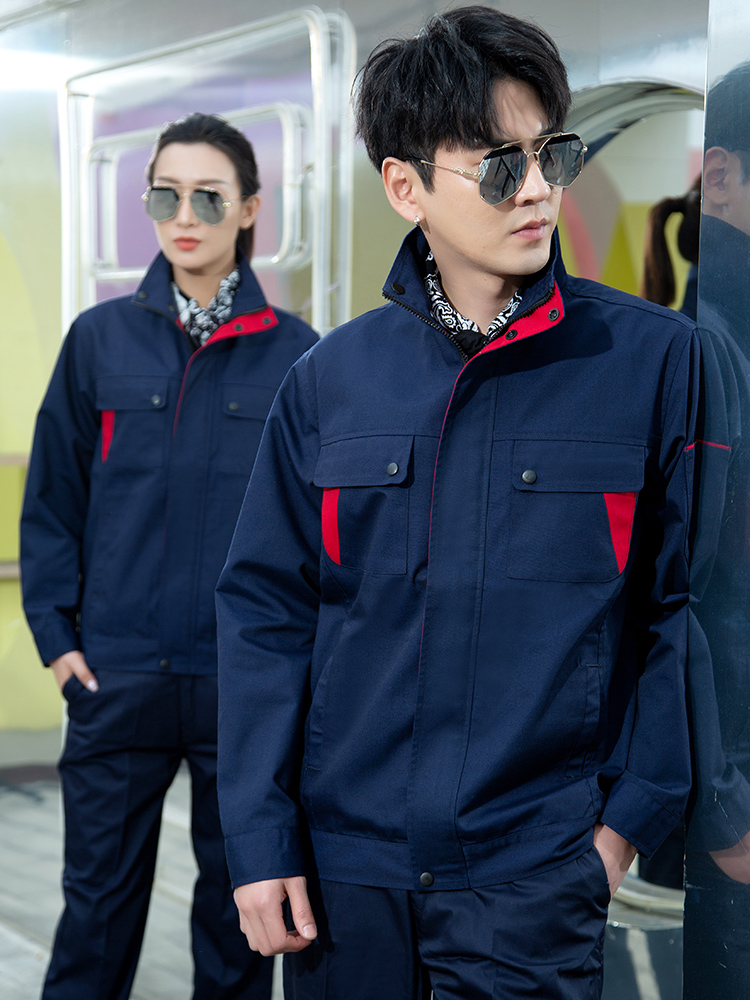 作業着 多機能ポケット付き防寒作業上下セット