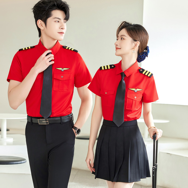 作業着 作業着 航空士スタイル半袖制服シャツ