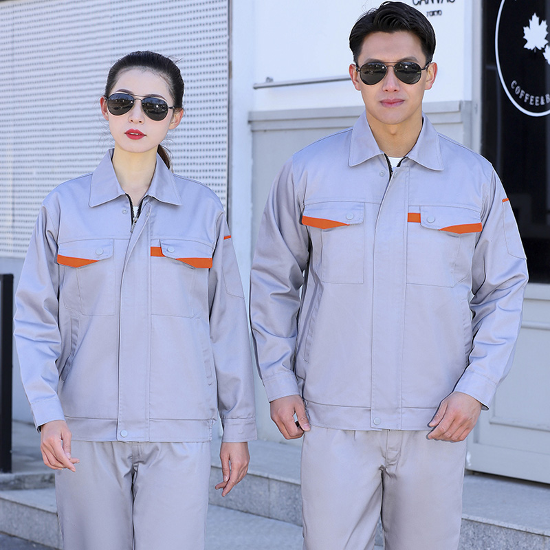 作業着 裏地付き配色ポケット長袖作業ジャケット