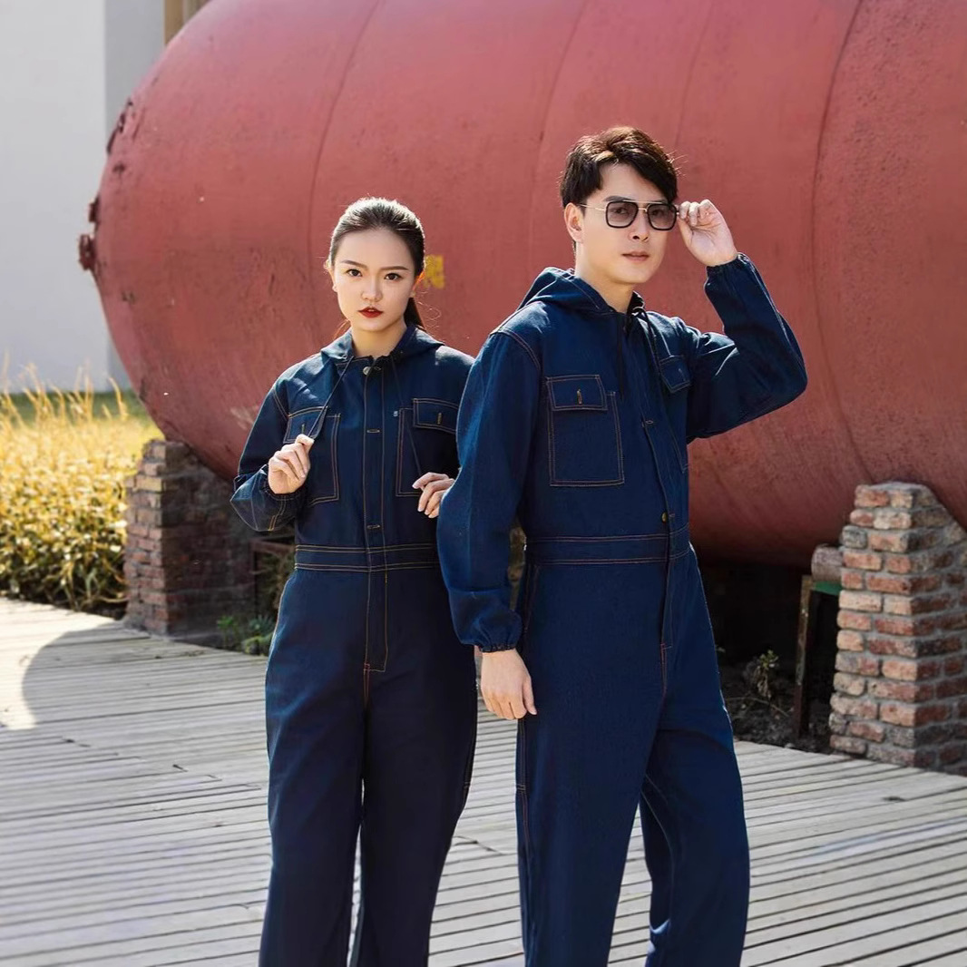 作業着 多機能ポケット付き連身型作業着