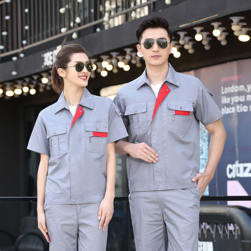 作業着 半袖ジップアップ上下セット作業服