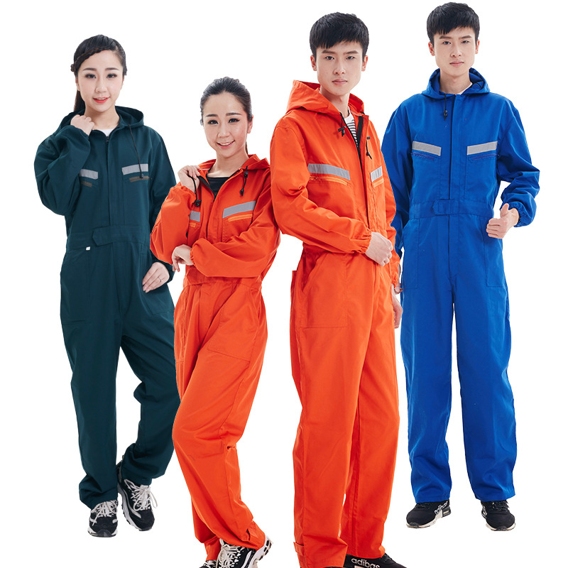 作業着 反射材付き長袖作業つなぎ服