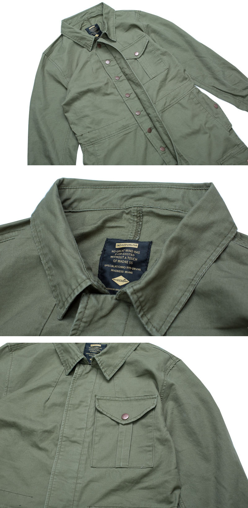 作業着 男女兼用 ツナギ作業服 長袖一体型ワーク服