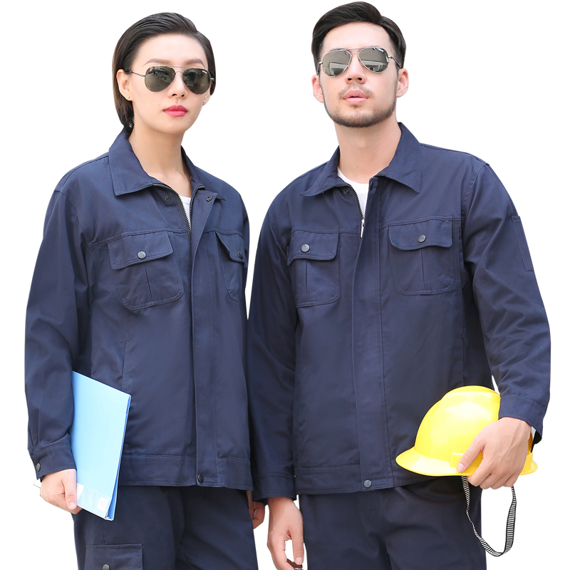 作業着 多機能ポケット付き長袖作業ジャケット