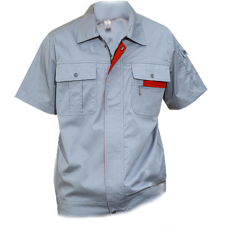 作業着 半袖ジップアップ上下セット作業服