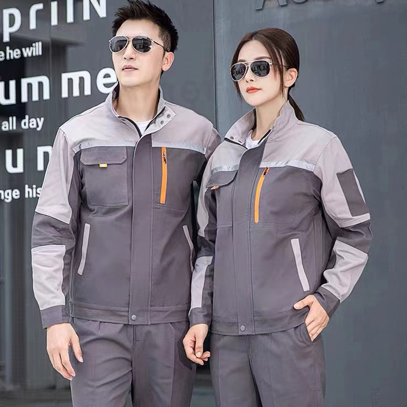 作業着 多機能ポケット付き配色切替防寒作業上下セット