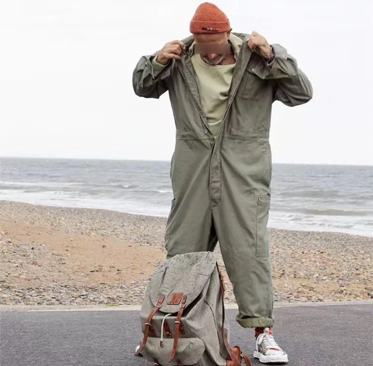 作業着 男女兼用 ツナギ作業服 長袖一体型ワーク服