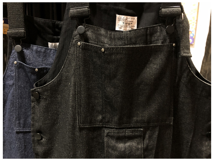 作業着 男性用デニムツナギ 胸当て付き作業服 全2色