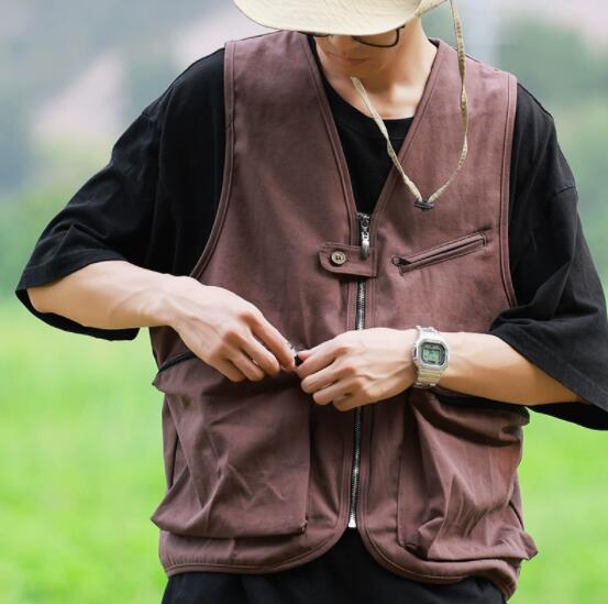 作業着 夏用多機能ベスト 男性作業服 