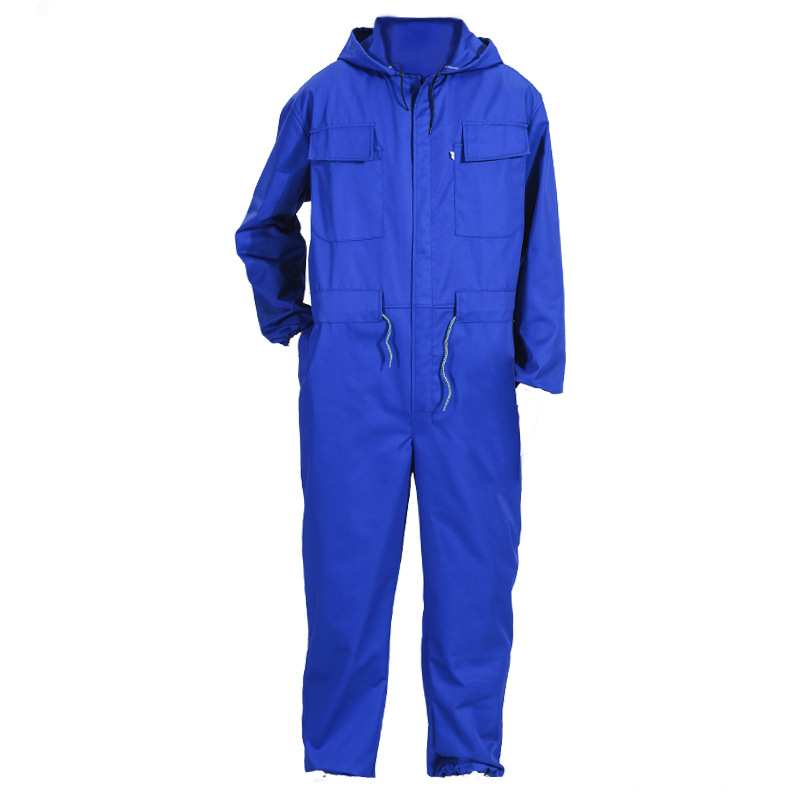 作業着 多機能頭巾付き長袖ツナギ