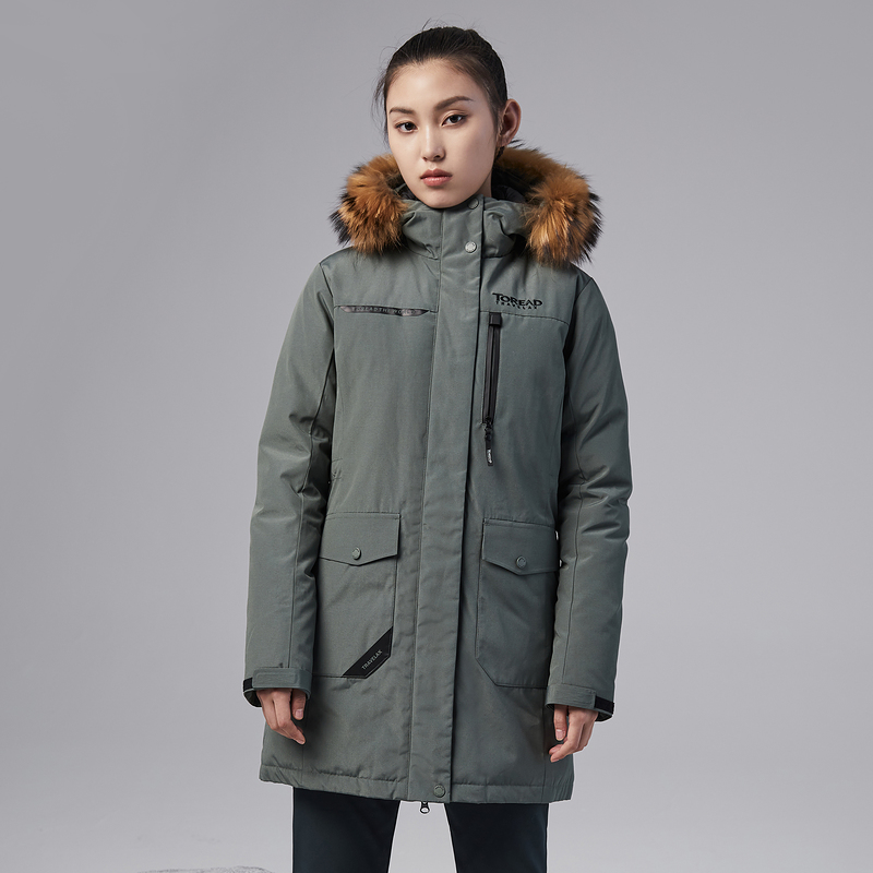 作業着 多機能ポケット付きファー付きフード防寒作業着