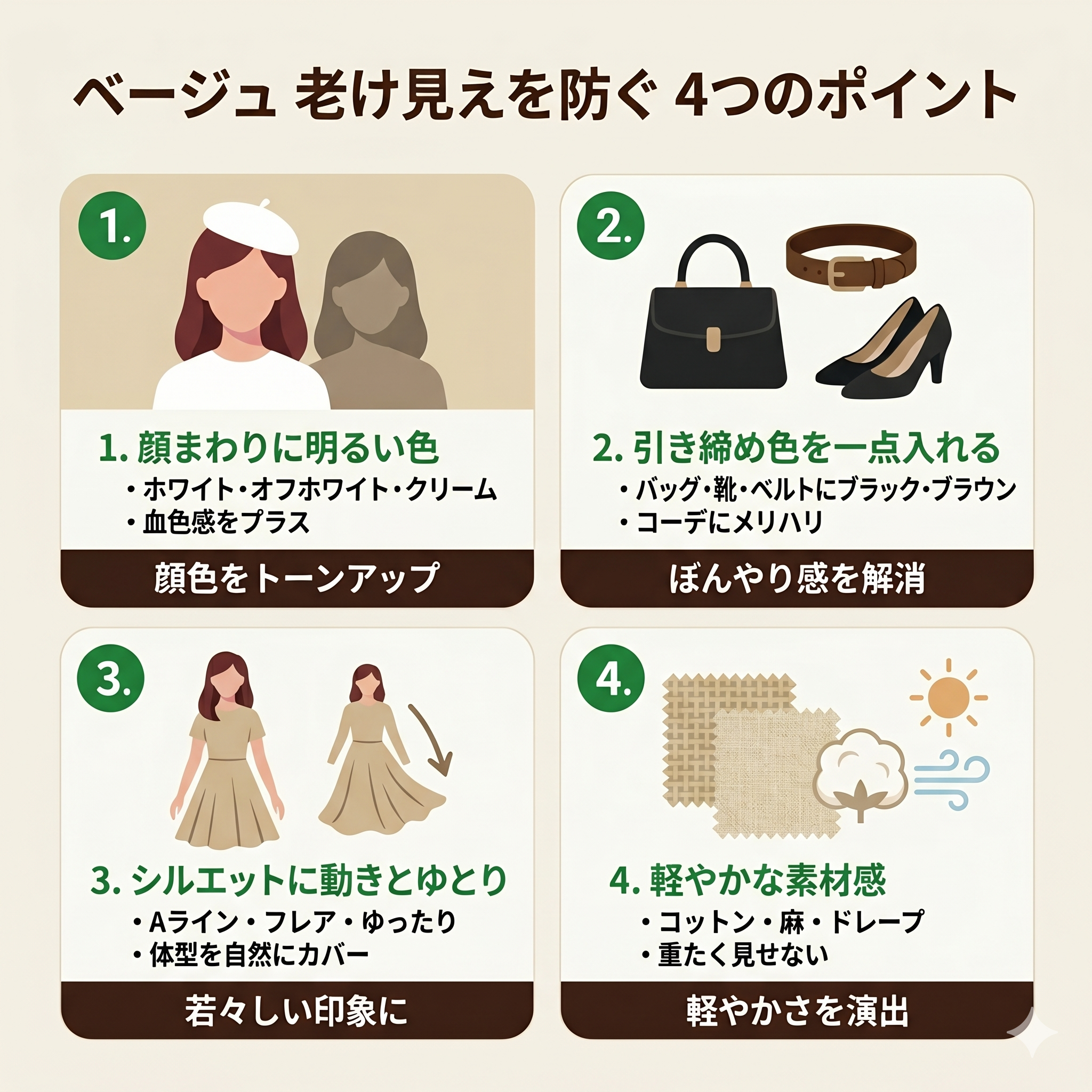 ベージュ老け見え NG vs OK 比較図
