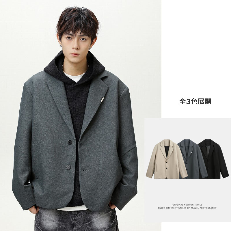 ベージュコーデ 秋冬新作 男性用テーラードアウター カジュアル風ジャケット 全3色