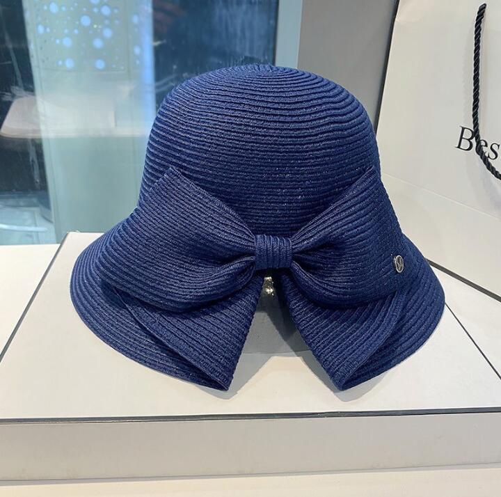 ベージュコーデ 麦わら帽子 りぼん付き 小物 二〇二五年新作 紫外線対策 四色展開