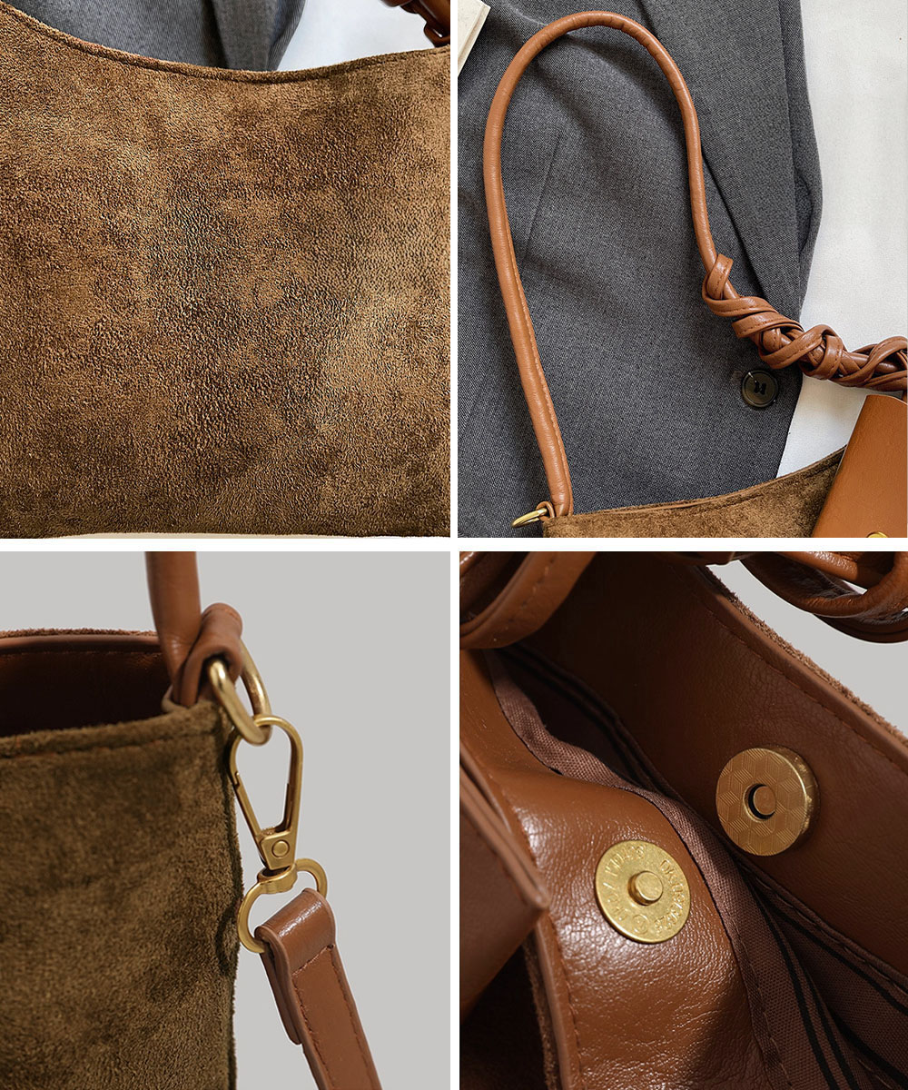 ベージュコーデ ねじりハンドル小物ショルダーバッグ ポーチ付き