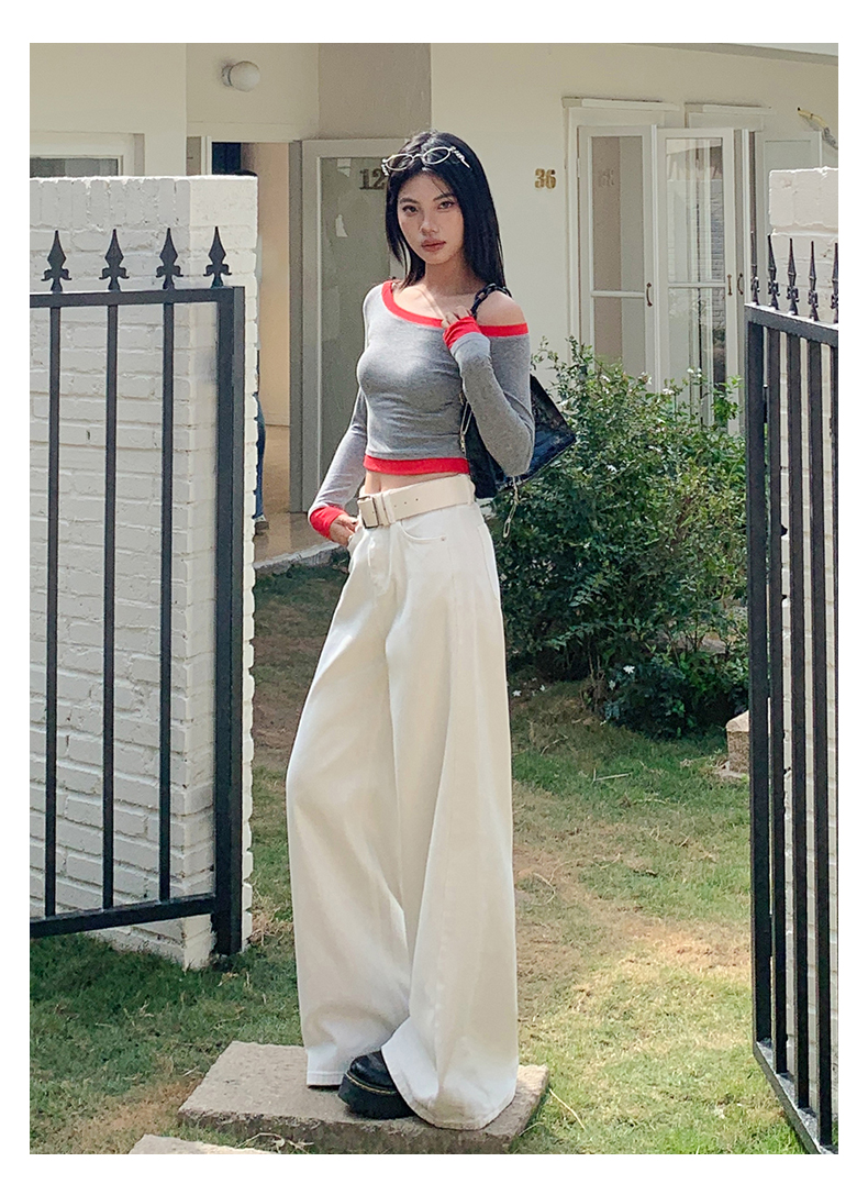 ベージュコーデ 優雅なワイドシルエットパンツ