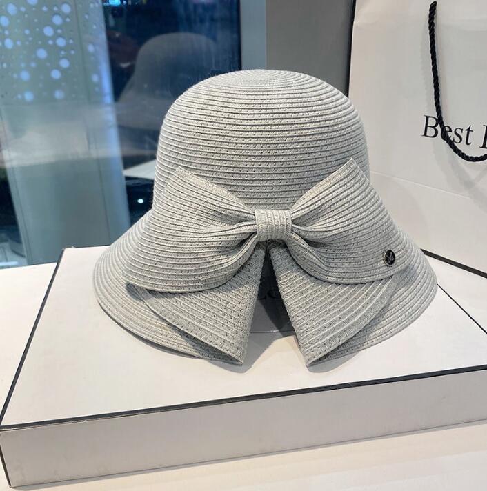 ベージュコーデ 麦わら帽子 りぼん付き 小物 二〇二五年新作 紫外線対策 四色展開