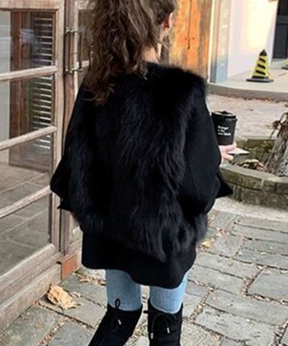 ベージュコーデ ふわふわ人工毛皮ベスト 秋冬アウター