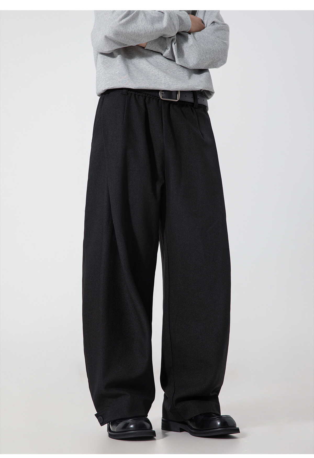 ベージュコーデ 男性用 秋新作 タック入りワイドパンツ 裾調整可能 全4色