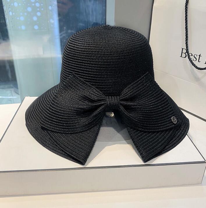 ベージュコーデ 麦わら帽子 りぼん付き 小物 二〇二五年新作 紫外線対策 四色展開