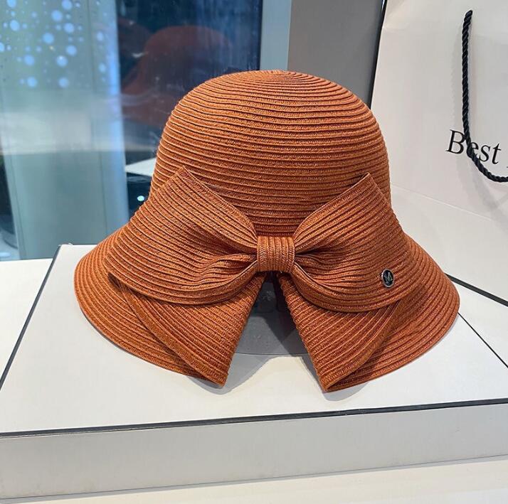 ベージュコーデ 麦わら帽子 りぼん付き 小物 二〇二五年新作 紫外線対策 四色展開