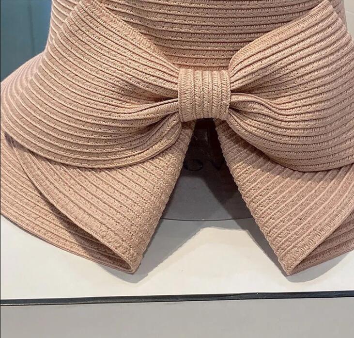 ベージュコーデ 麦わら帽子 りぼん付き 小物 二〇二五年新作 紫外線対策 四色展開