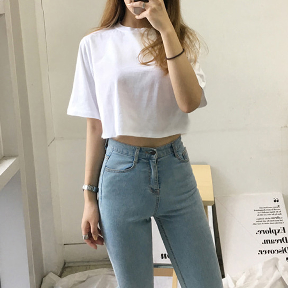 ベージュコーデ シンプル ショート丈 トップス 韓国風 美シルエット