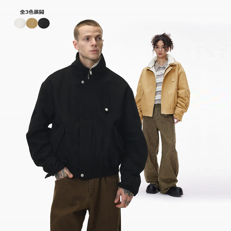ベージュコーデ メンズ 襟取り外し裏ボアジャケット 冬用アウター 全3色