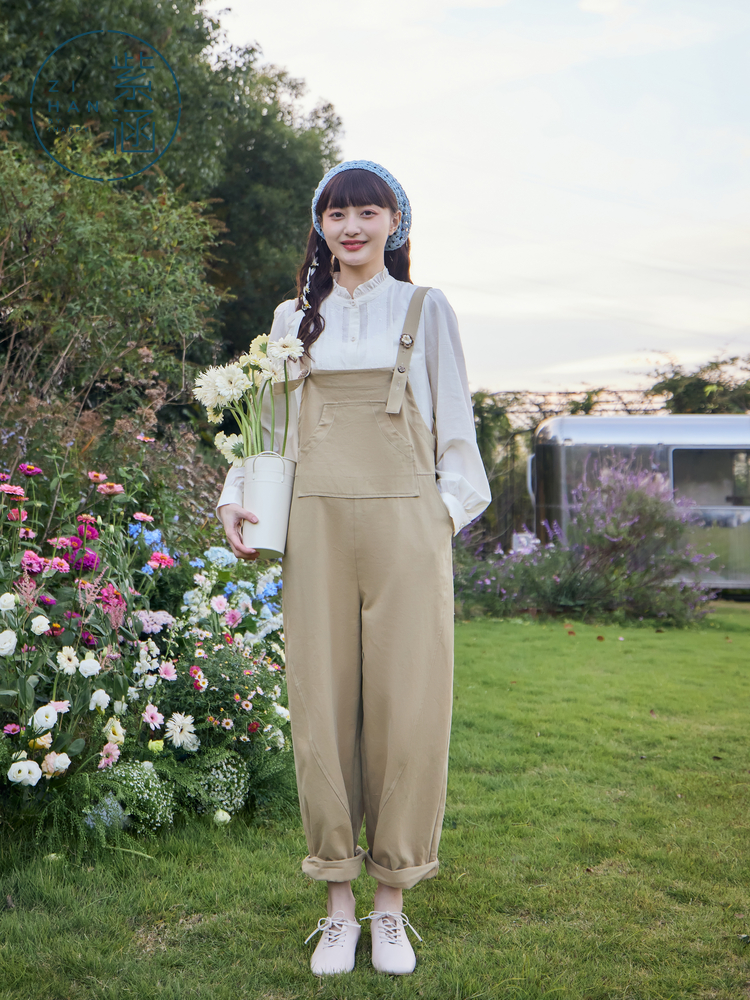 サロペット 花園サロペット ゆったりオーバーオール