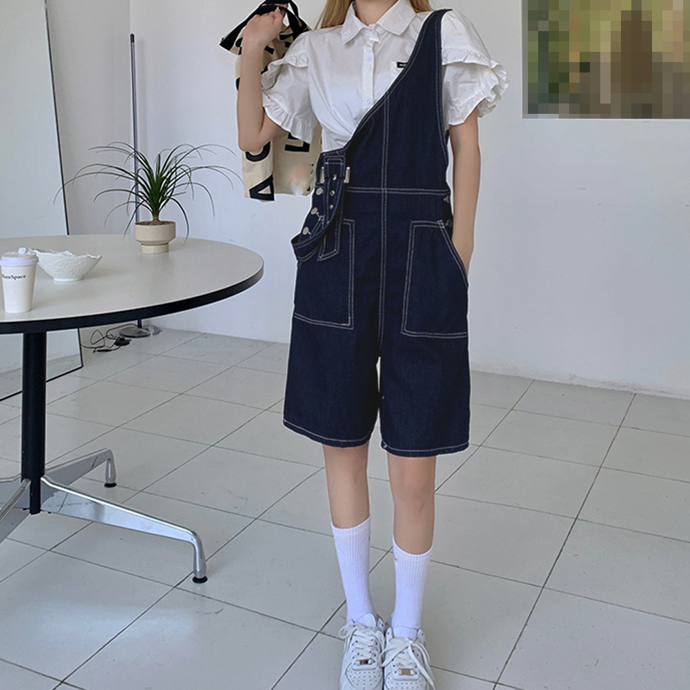 デニムサロペット レディース ショートパンツ カジュアル