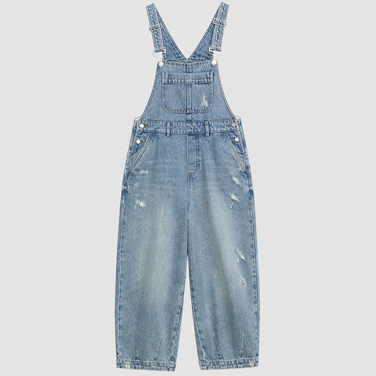 サロペットパンツ ゆったりシルエット 夏向け デニムサロペット