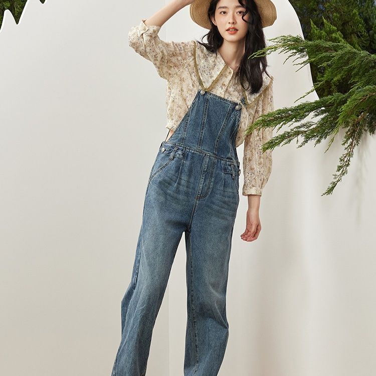 サロペットパンツ ゆったりシルエット デニムサロペット
