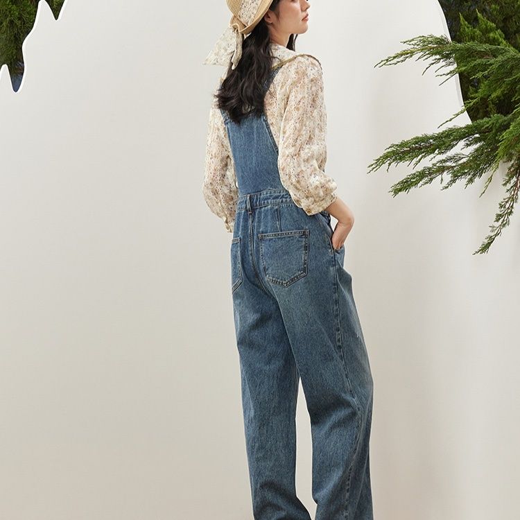 サロペットパンツ ゆったりシルエット デニムサロペット