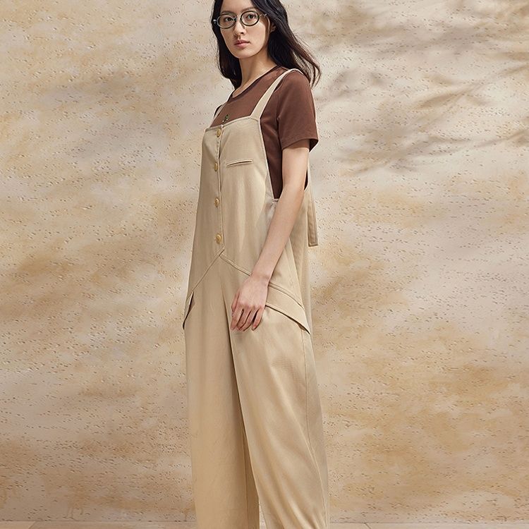 サロペットパンツ サロペット ゆったりシルエットオーバーオールパンツ