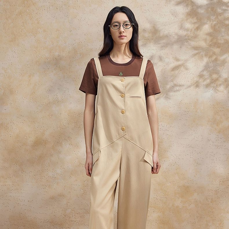 サロペットパンツ サロペット ゆったりシルエットオーバーオールパンツ
